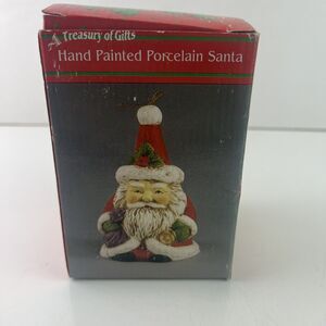 Vintage 1994 Artmark Hand Painted Porcelain Santa Claus Ornament Bell Christmas